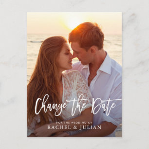 Cartão Postal Linda escrita de pincel muda a foto da data