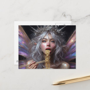 Cartão Postal Linda Fada comendo macarrão