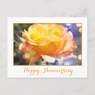 Cartão Postal Linda flor de rosa amarela de aniversário