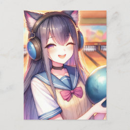 Cartão Postal Linda Garota Anime em Festa de Aniversário de Boli