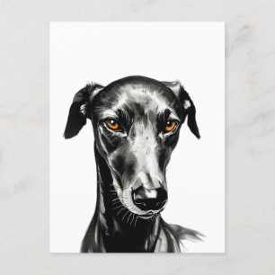Cartão Postal Linda ilustração de Galgo Negro para Cachorros Ama