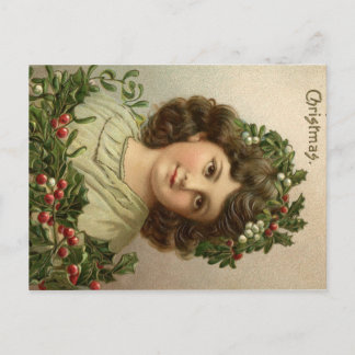 Cartão Postal Linda litografia de Natal Velho da Menina