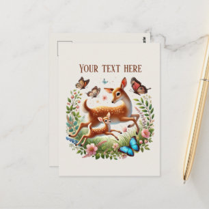 Cartão Postal Linda mamãe cervo bebê adicionar texto