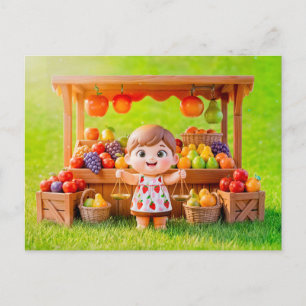 Cartão Postal Linda menina de Libra do zodíaco em 3D