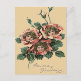 Cartão Postal Linda Menina Rosa