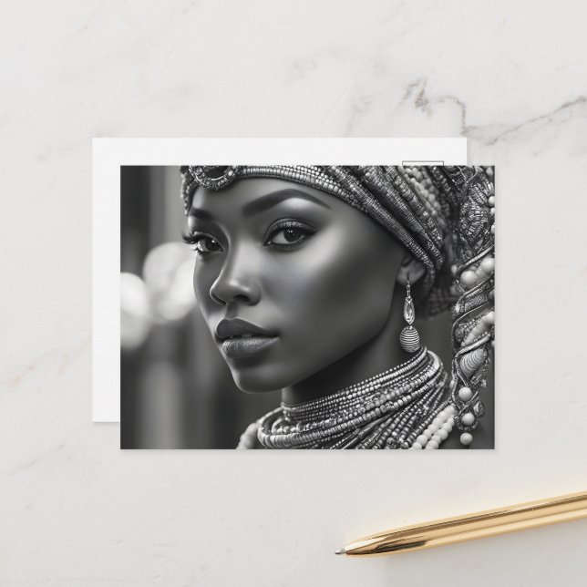Cartão Postal Linda mulher africana (Frente/Verso In Situ)