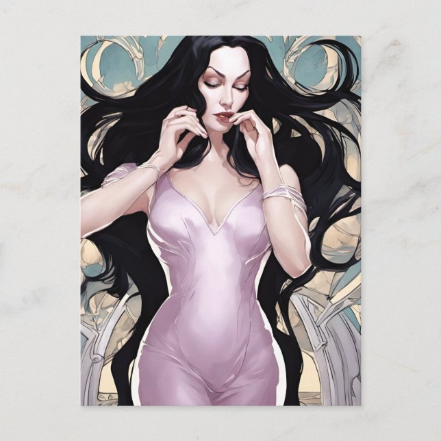 Cartão Postal Linda Mulher De Rosa (Frente)