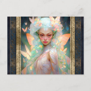 Cartão Postal Linda Mulher Fada Fantasia Art