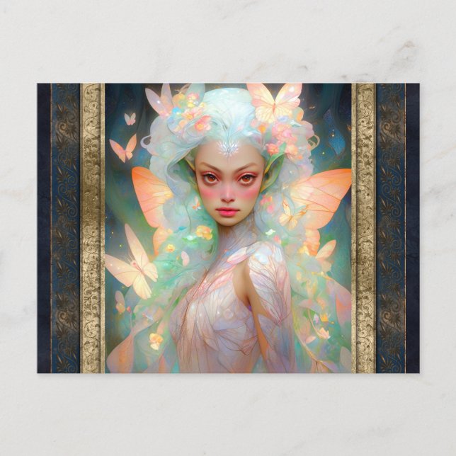 Cartão Postal Linda Mulher Fada Fantasia Art (Frente)