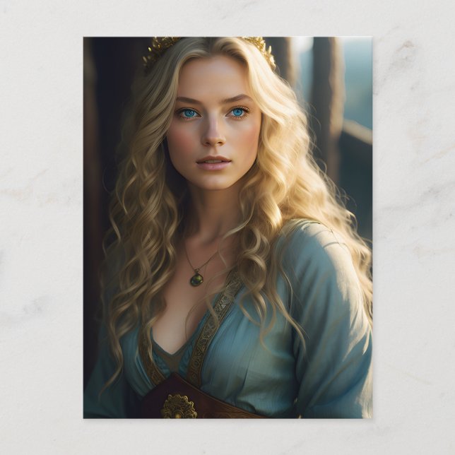 Cartão Postal Linda mulher loira (Frente)