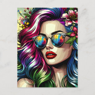 Cartão Postal Linda mulher na cidade