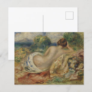 Cartão Postal Linda mulher nas costas com a arte da paisagem nat