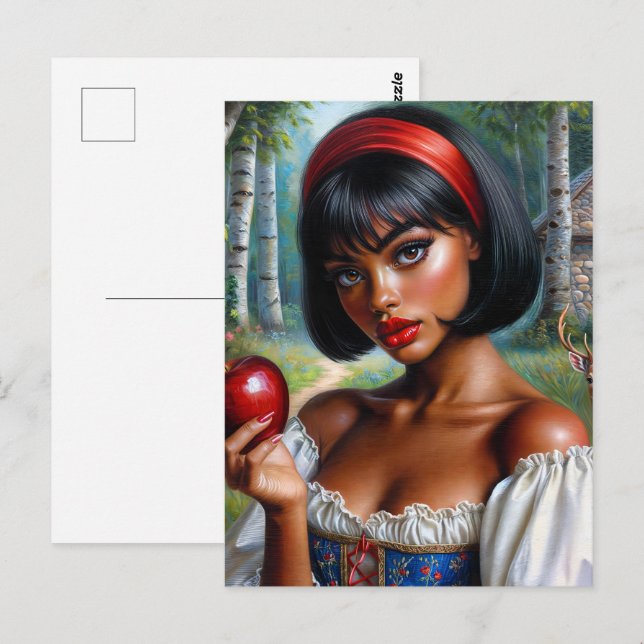 Cartão Postal Linda Mulher Negra Com Arte Apple (Frente/Verso)