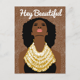 Cartão Postal Linda Mulher Negra com Colar Tribal