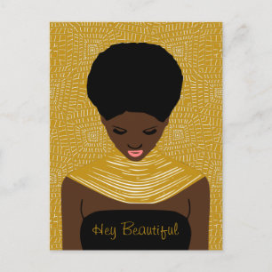 Cartão Postal Linda Mulher Negra com Colar Tribal