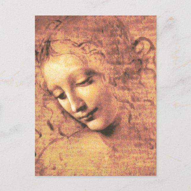 Cartão Postal Linda mulher por Leonardo da Vinci (Frente)