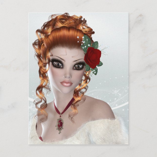 Cartão Postal Linda Mulher Vermelha (Frente)