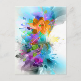 Cartão Postal Linda nota de música Colorida Splatter