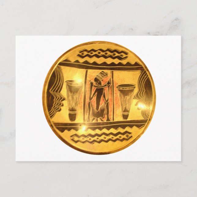 Cartão Postal Linda Ouro Vermelha África, Arte Étnica (Frente)