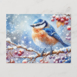 Cartão Postal Linda paisagem de pássaro e inverno 7