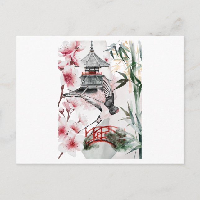 Cartão Postal Linda paisagem japonesa (Frente)