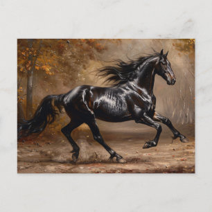 Cartão Postal Linda pintura a óleo de cavalo preto