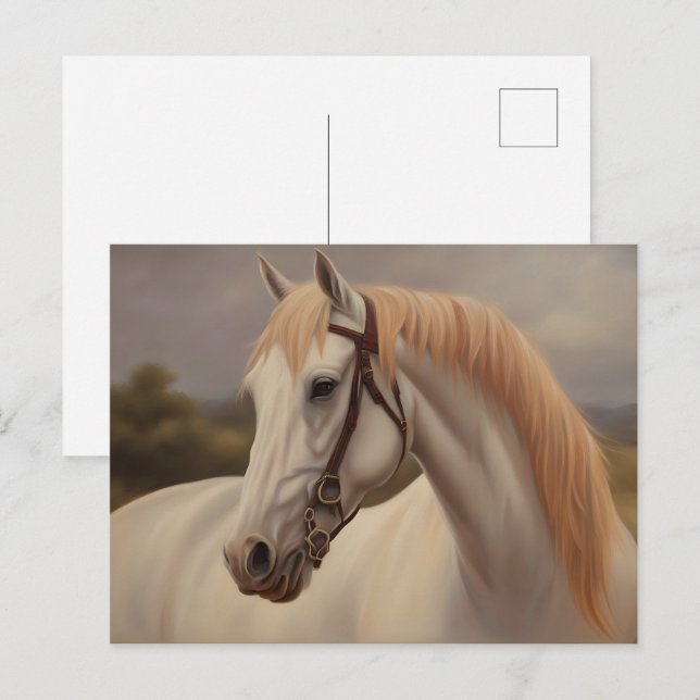 Cartão Postal Linda pintura de cavalos (Frente/Verso)