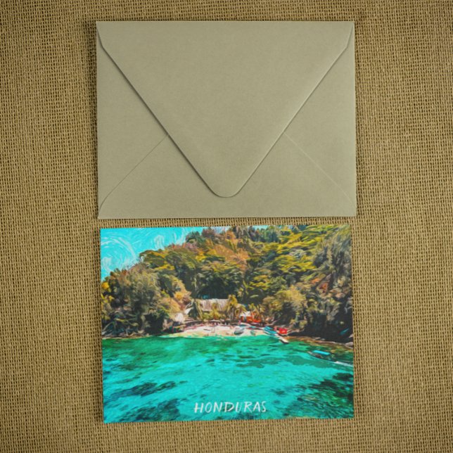 Cartão Postal Linda pintura de óleo tropical em Honduras (honduras tropical scenery postcard)