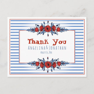 Cartão Postal Linda Poppy Floral e Stripes
