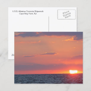 Cartão Postal Linda Praia do Pôr do Sol, Cape May, NJ