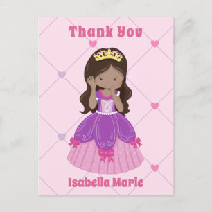 Cartão Postal Linda princesa hispânica menina rosa obrigado pers