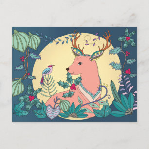 Cartão Postal Linda Reindeer de Natal