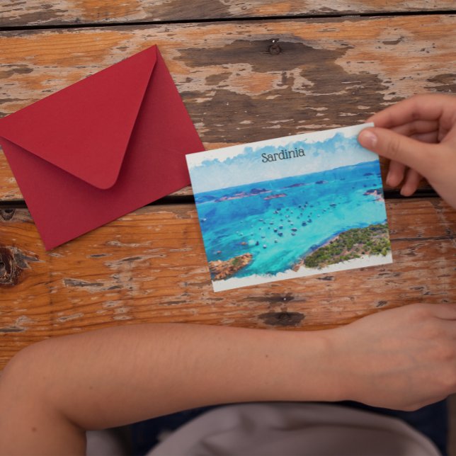 Cartão Postal Linda Sardenha Itália — Paisagem Mediterrânica (sardinia landscape panorama view postcard)