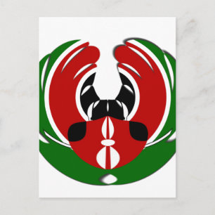 Cartão Postal Linda Tapeçaria no Quênia: Borboleta da Bandeira M