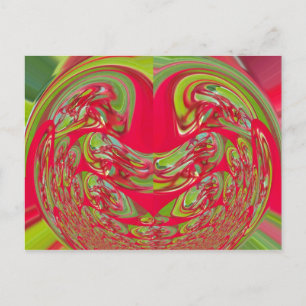 Cartão Postal Linda Textura Vermelha e Verde - Abstrato