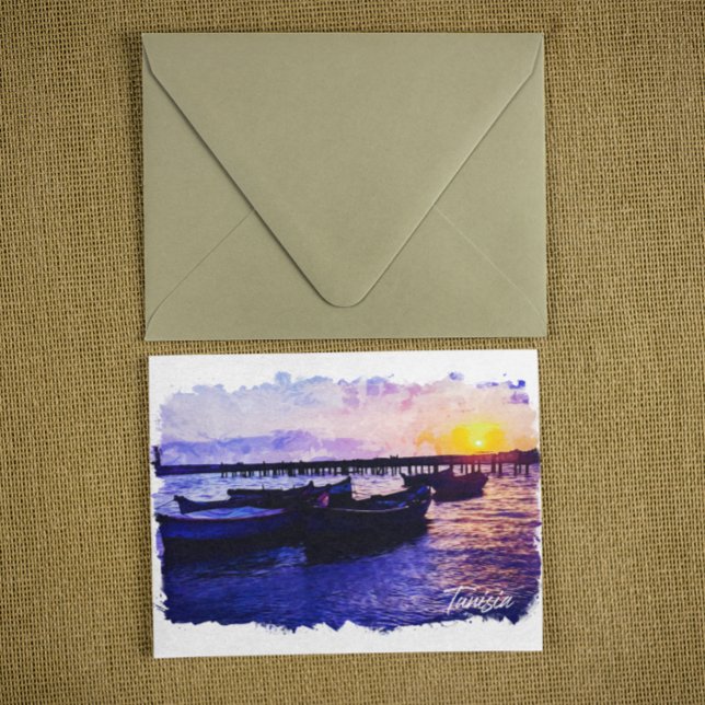 Cartão Postal Linda Tunísia Férias Souvenir (tunisia landscape ocean view postcard)