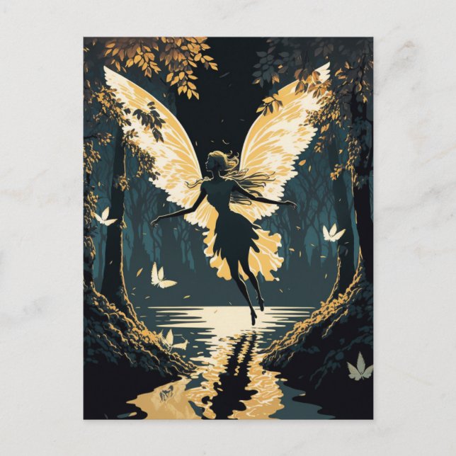 Cartão Postal Linda Vintage Fairy (Frente)