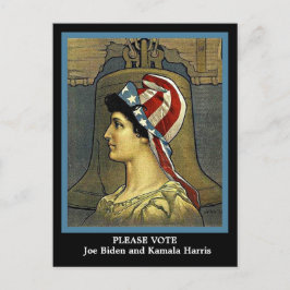 Cartão Postal Linda Vintage Lady Liberty Pro Biden & Harris