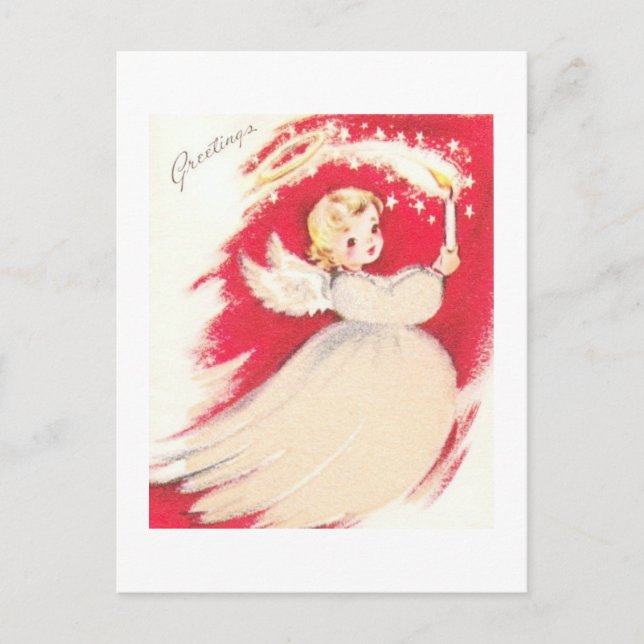 Cartão Postal Linda Vintage Meio século Mod Angel (Frente)