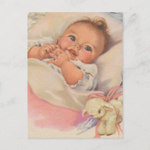 Cartão Postal Linda Vintage sorrindo bebê