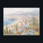 Cartão Postal Linda visão de Nice França<br><div class="desc">A cidade é mostrada com a praia e as montanhas numa vista espetacular. É dominio público.</div>