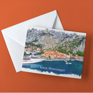 Cartão Postal Linda visão de Panorama de Kotor Bay Montenegro