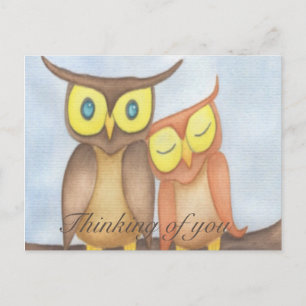 Cartão Postal Linda Watercolor Owl Lovers