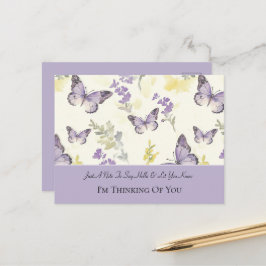 Cartão Postal Lindas Borboletas Lavanda Pensando em Você