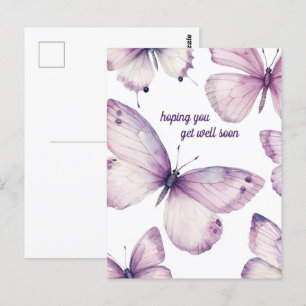 Cartão Postal Lindas Borboletas Roxas RECUPERE-SE EM BREVE