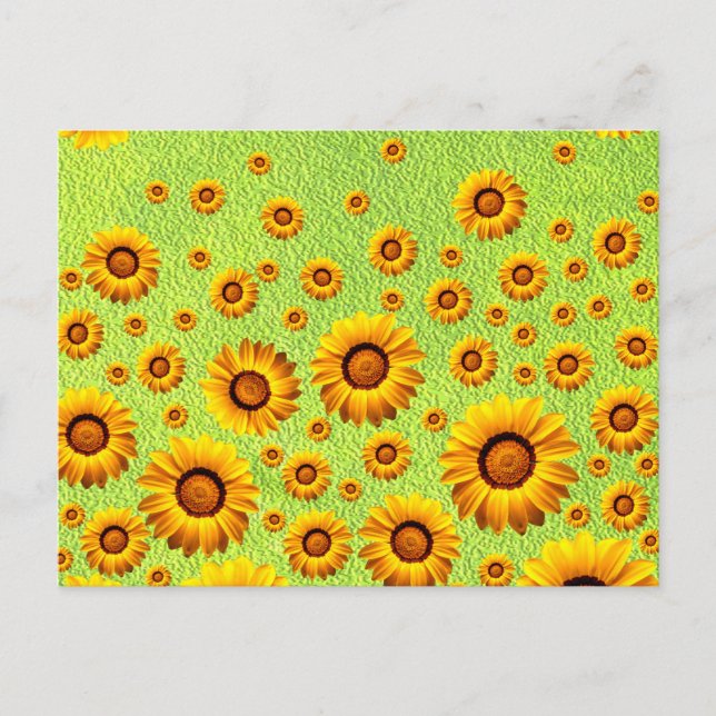 Cartão Postal Lindas flores amarelas em verde-abstrato (Frente)