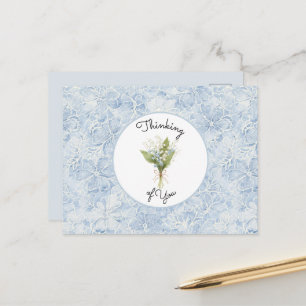 Cartão Postal Lindas Flores Brancas Azuis Pensando em você