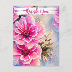 Cartão Postal Lindas Flores Cor-de-Rosa Floral Chic Despojado Ob