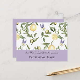 Cartão Postal Lindas Flores de Lavanda Limões Pensando em Você