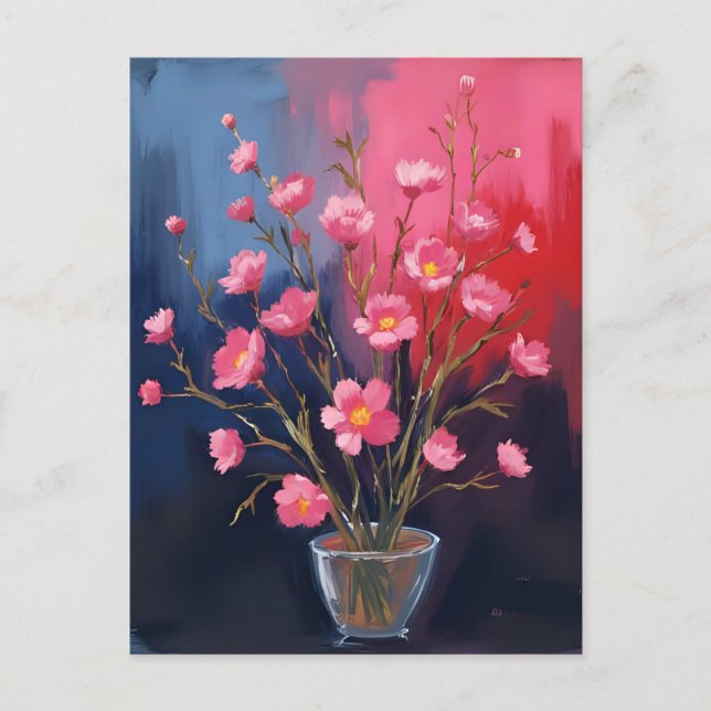 Cartão Postal Lindas Flores Em Um Vaso (Frente)